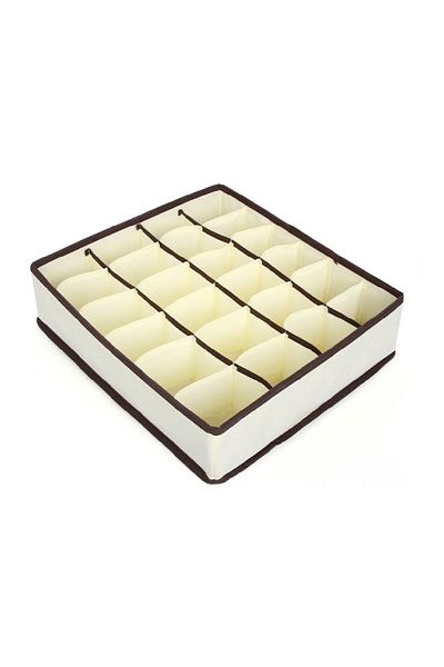 GABIANO Storage Box for Lingerie, Socks and Bras, Textile Material, 24 Compartments, 32 x 32 x 10 cm, Beige