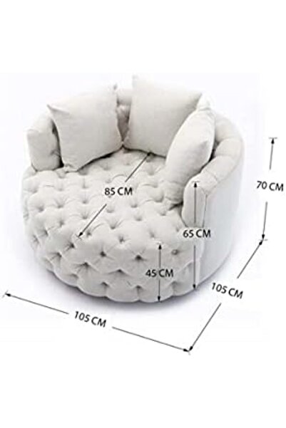 Generic Wide Tufted Lounge Chair Button Design For Living Room (Off White)