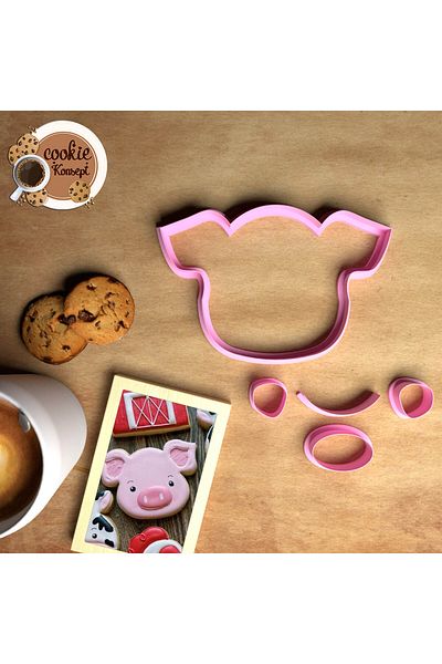 CookieKonsept مجموعة قوالب استحمام الطفل على شكل خنزير مزرعة - متوافقة مع البسكويت والعجين والطين