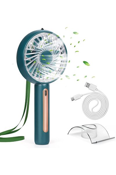 PADOM Handheld Fan, Portable Mini Fan Rechargeable with 4 Speeds, Hand Held USB Desk Fan with Cellph