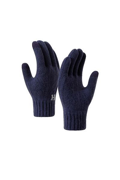 GABIANO Men's Gloves, Model H, Touchscreen Function, Knitted Acrylic, Elastic Cuff, Universal Size,