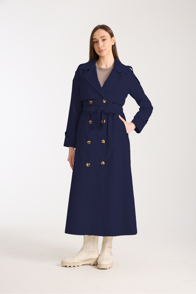 Soydan Güner Su Geçirmez Kırışmaz Astarsız Uzun Kruvaze Yazlık Trençkot Lacivert 7650