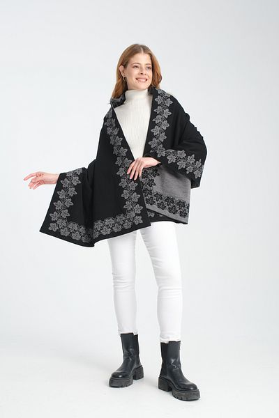 T Crazy T-Crazy Knitwear Ivy Pattern Winter Knitwear Shawl, Double Layer and Double Sided Knitwear Knitted Shawl