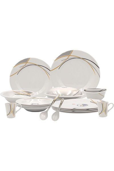 Melrich 18 Pcs Gold Line Melamine Dinner Set
