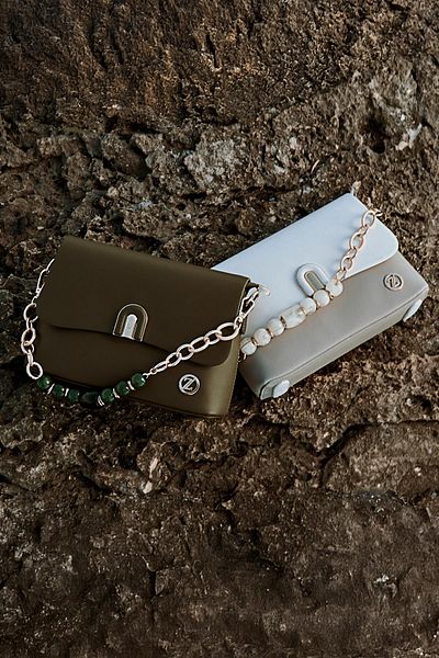 Zühre Khaki Hand and Shoulder Bag with Bead Detail Z0038