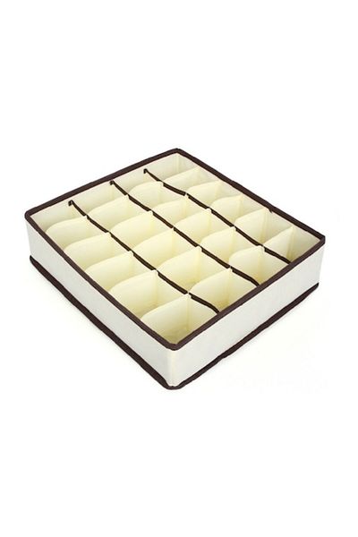 GABIANO Storage Box for Lingerie, Socks and Bras, Textile Material, 24 Compartments, 32 x 32 x 10 cm, Beige