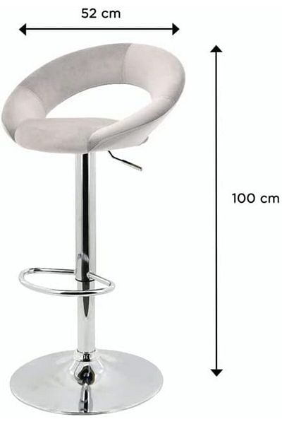Vanity Living Set of 2 Bar Stools with Velvet Fabric, 100 cm Adjustable Height Chrome Base Tall Chai