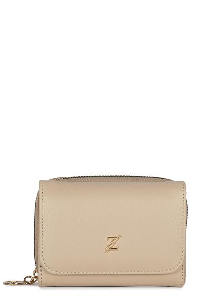 Zühre Snap Closure Compartmentalized Black Beige Wallet Zc028