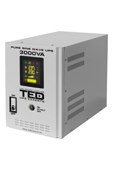 TED Electric UPS cu autonomie extinsă pentru centrală termică 3000VA 2100W, AVR, LCD, baterii externe, TED001672