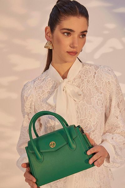 Zühre Green Hand and Shoulder Bag with Magnet Closure Z0001