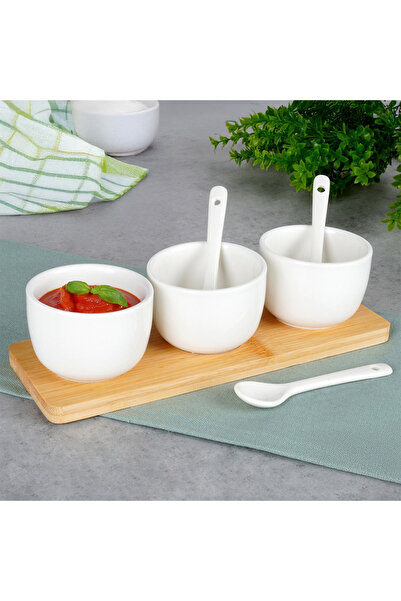 shumee Snack bowls with spoons, ceramic, white, 90 ml, 7 pcs.