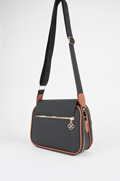 Vivaq Жіноча сумка Yonca Чорно-коричнева з 4 кишенями, кришкою на блискавці та застібкою-кнопкою, з ременем через плече