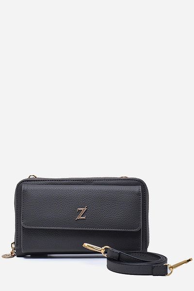 Zühre Dark Gray Wallet with Double Eye Strap Detail Zc015