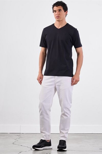 Dufy Black Plain Men's T-Shirt - Slim Fit