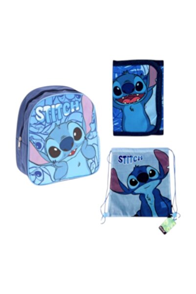 Stitch Σετ σακιδίου πλάτης, 26x22x10 cm, αθλητική τσάντα και πορτοφόλι, μπλε,