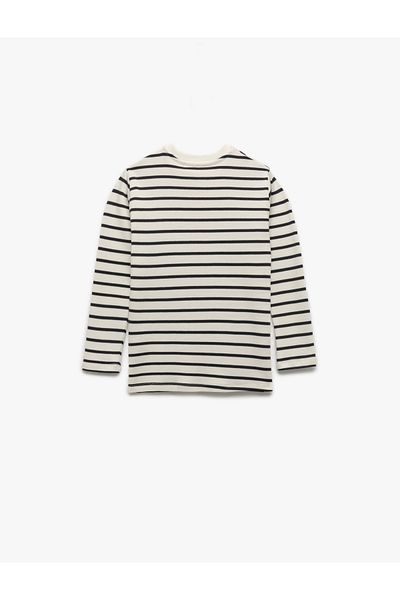 Koton Cotton Long Sleeve Crew Neck Striped T-Shirt