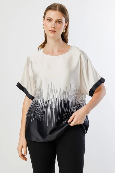 Ekol Διπλό Χρώμα Σατέν Μπλούζα 03606