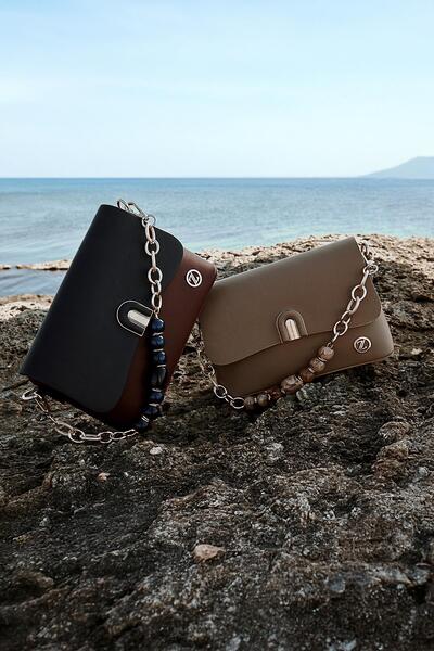 Zühre Bead Detailed Mink Hand and Shoulder Bag Z0038