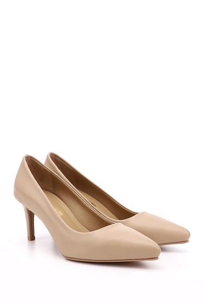 GÖNDERİ(R) Women / Girls Nude Pointed Toe Thin Heels Genuine Leather Stiletto