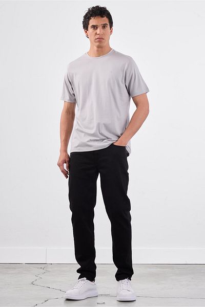 Dufy Gray Plain Men's T-Shirt - Slim Fit