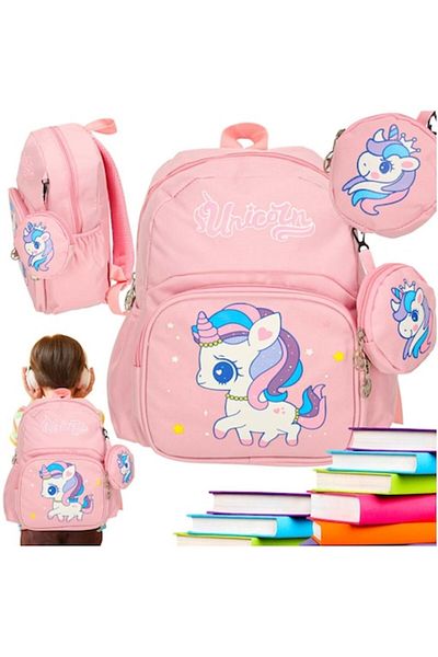OEM Children's Backpack, pink, 30x14x23cm, capacity 7-7.5 liters, with multiple compartments