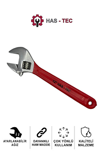 HAS-TEC مفتاح ربط قابل للتعديل مقاس 12 بوصة |   الفولاذ المطلي بالكروم، مقبض ...