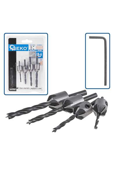 GEKO SET DE 5 BURGHIE PENTRU LEMN CU ZENCUITOR SI LIMITATOR DE PROFUNZIME