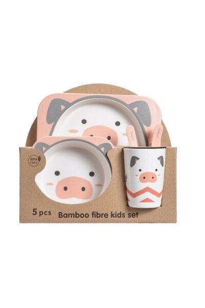 Mixbo Set de masă și tacâmuri pentru copii din 5 piese Mixbo, fibră bambus, p...