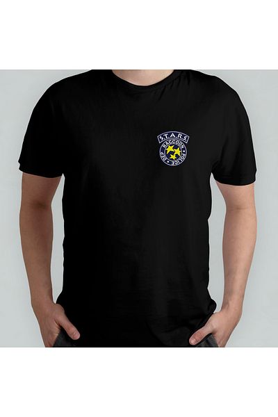 Pixxa Resident Evil Raccoon City Police Department Stars 100% Cotton Crew Neck T-Shirt Model 1