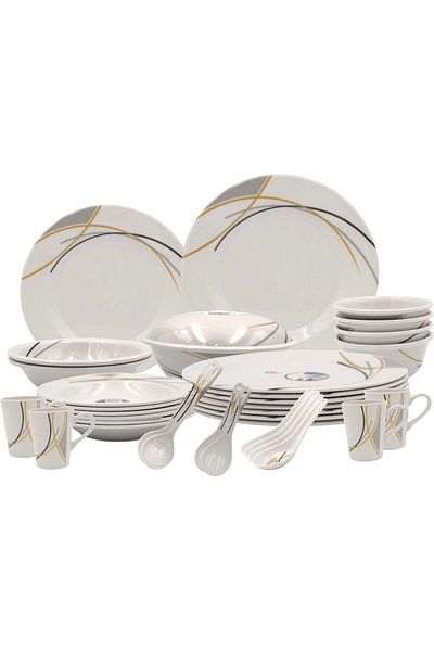 Melrich 32 Pcs Gold Line Melamine Dinner Set