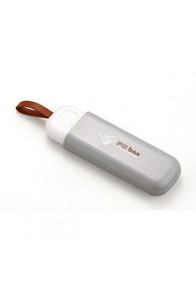 GABIANO Cutie Depozitare Medicamente, Portabila, 3 Compartimente, Tip Breloc, Plastic, Glisanta, Gri, 10.7x3