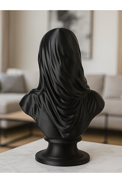 Sizseyy Gotik Örtülü Siyah Büst Heykel Dekor