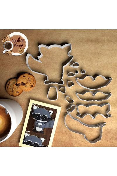 CookieKonsept مجموعة قوالب استحمام الطفل راكون - متوافقة مع البسكويت والعجين والطين