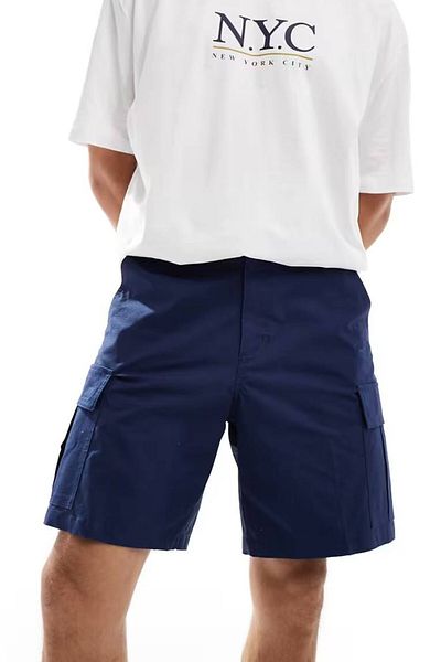 Nike Club Woven Chino Shorts Navy Men's Woven Canvas Casual Shorts Navy Blue