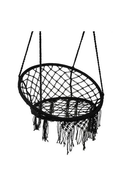 Zenino Leagan Suspendat glow goods - 53x200 cm, Hamac Scaun cu Spatar, 120 kg, Negru
