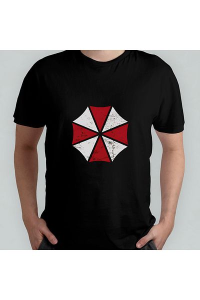 Pixxa Resident Evil Umbrella Corporation 100% Cotton Crew Neck T-Shirt Model 2