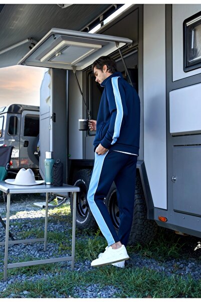 SPORTEMPT guler ridicat Hanorac pentru bărbați cu fermoar și panouri de culoa...