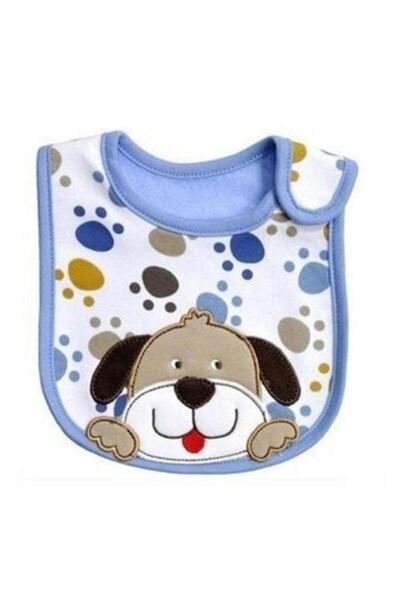 Mixbo Bavetica Albastra cu Prindere Velcro - Design Catelus pentru Bebelusi