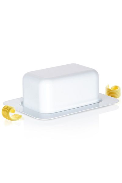 shumee White steel butter dish