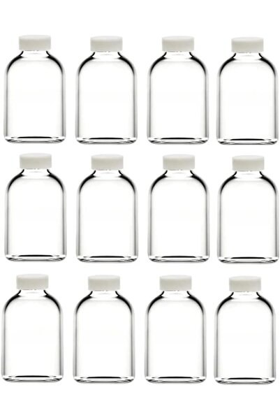 Hepta Collection 12 Adet Cam 50 ml Mini Shot Ginger Detox Şişe Plastik Sızdırmaz Kapaklı Kolonya Koku Süs Küçük Şişe