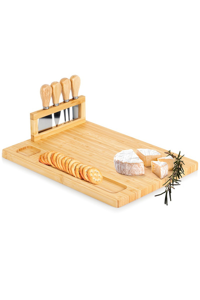 shumee Bamboo cheese board with knives, 5 pieces.