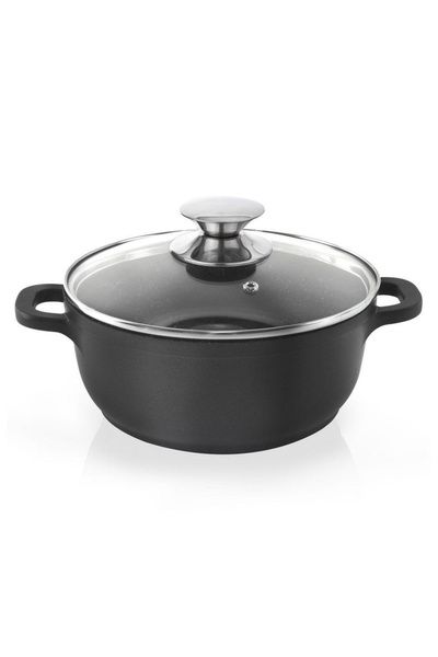 shumee Oală din granit cu capac de sticlă MARE 20 cm, 2,3 l
