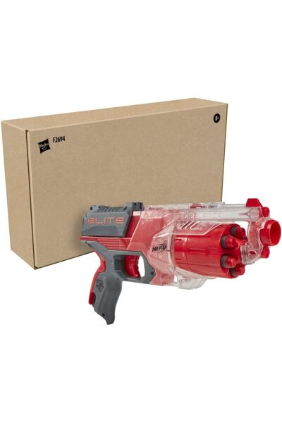 STOREMAX Nerf Elite Disruptor Blaster, 6-Dart Davul, 6 Elite Dart, Hızlı Ateş, Yarı Saydam Kırmızı