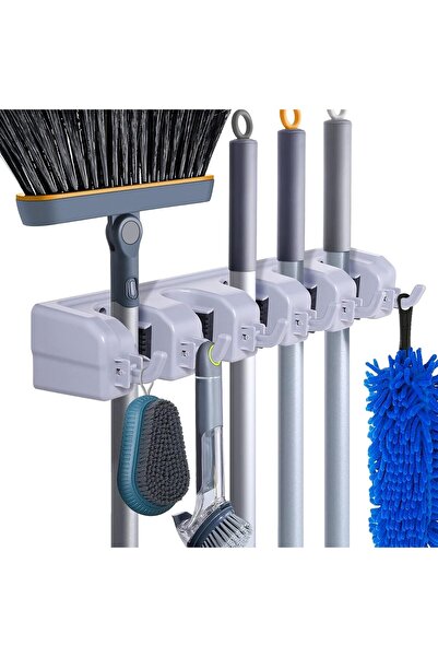 Roomlyne حامل الممسحة والمكانس الحائطي حامل المكانس عالي التحمل منظم المكانس الحائطي هوم