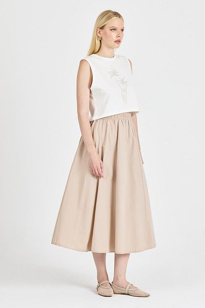 odelon Women's 100% Cotton Ecru Crop