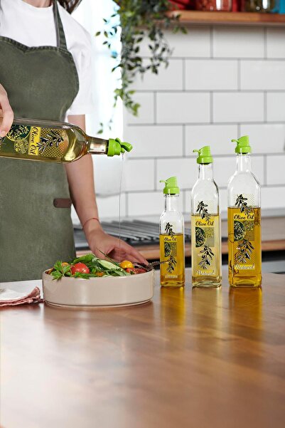 Renga Oslo Patterned 750 ml Green Lid Glass Oil Bottle 152012