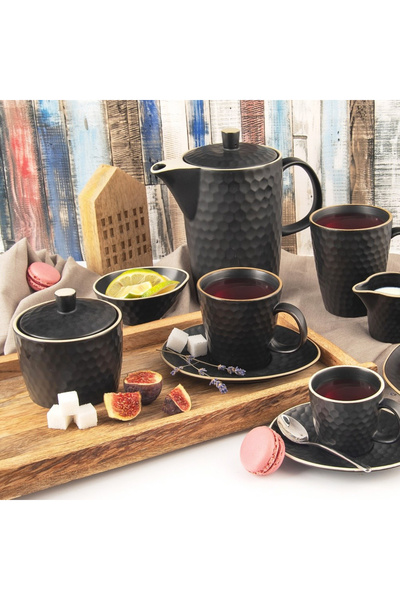 shumee TEA TIME black ceramic sugar bowl 320 ml