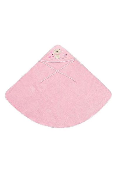 divendi-ro Baby towel, cotton, teddy bear with hood, size 100x100cm, pink