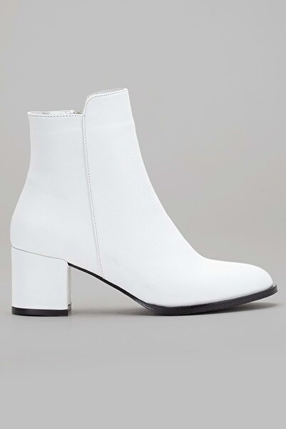 ANALİN SHOES Дамски боти с висок ток от естествена кожа - бели