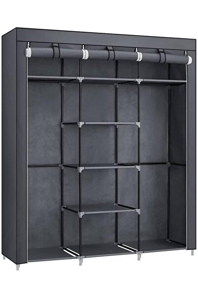 Genel Markalar SONGMICS Katlanır Kumaş Elbise Dolabı, 175x150x45 CM, Gri, RYG12G